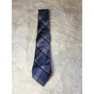 New Mens Michael Kors Sadies Plaid Blue Silk Blend Neck Tie Necktie